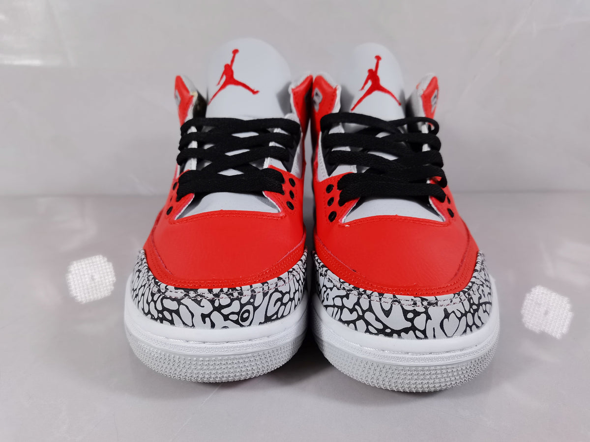 Air Jordan 3 Retro Red Black Cement Print Sneakers