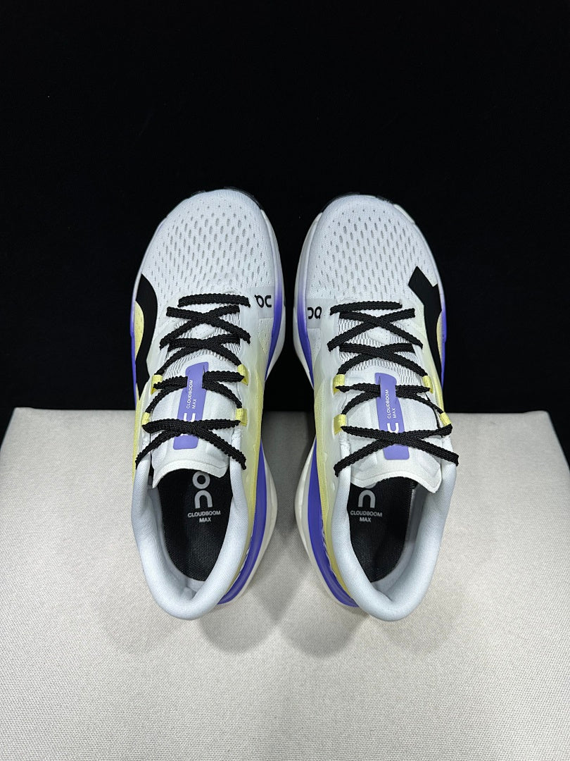 On Cloudboom Max Running Shoes, White Yellow Purple