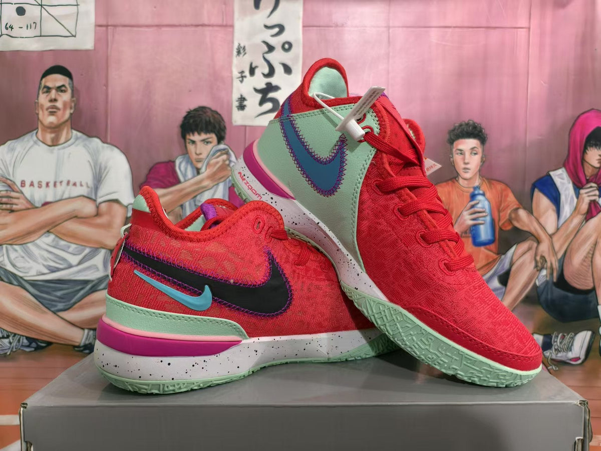 Nike Basketball Shoes Red, Black and Mint Green