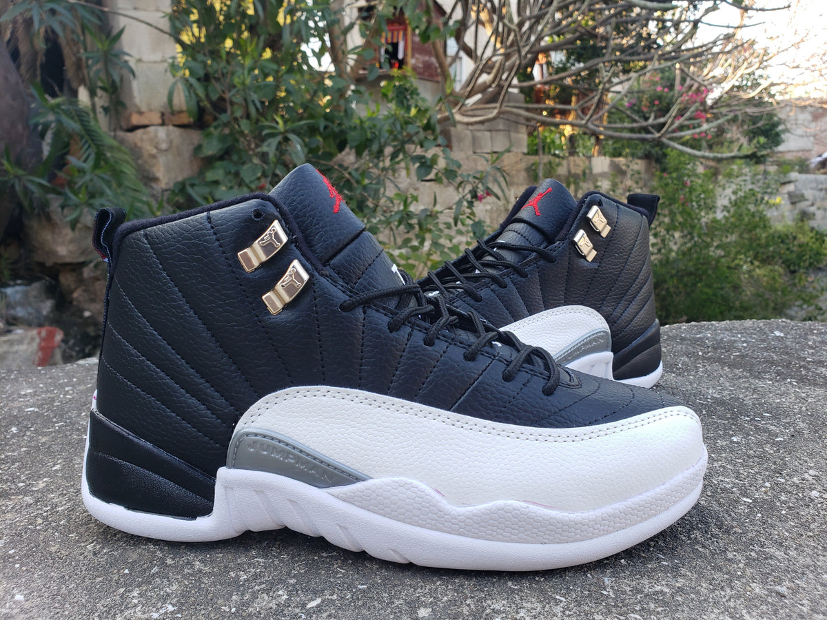 Jordan 12 Retro Playoffs Black and White High-Top Sneakers