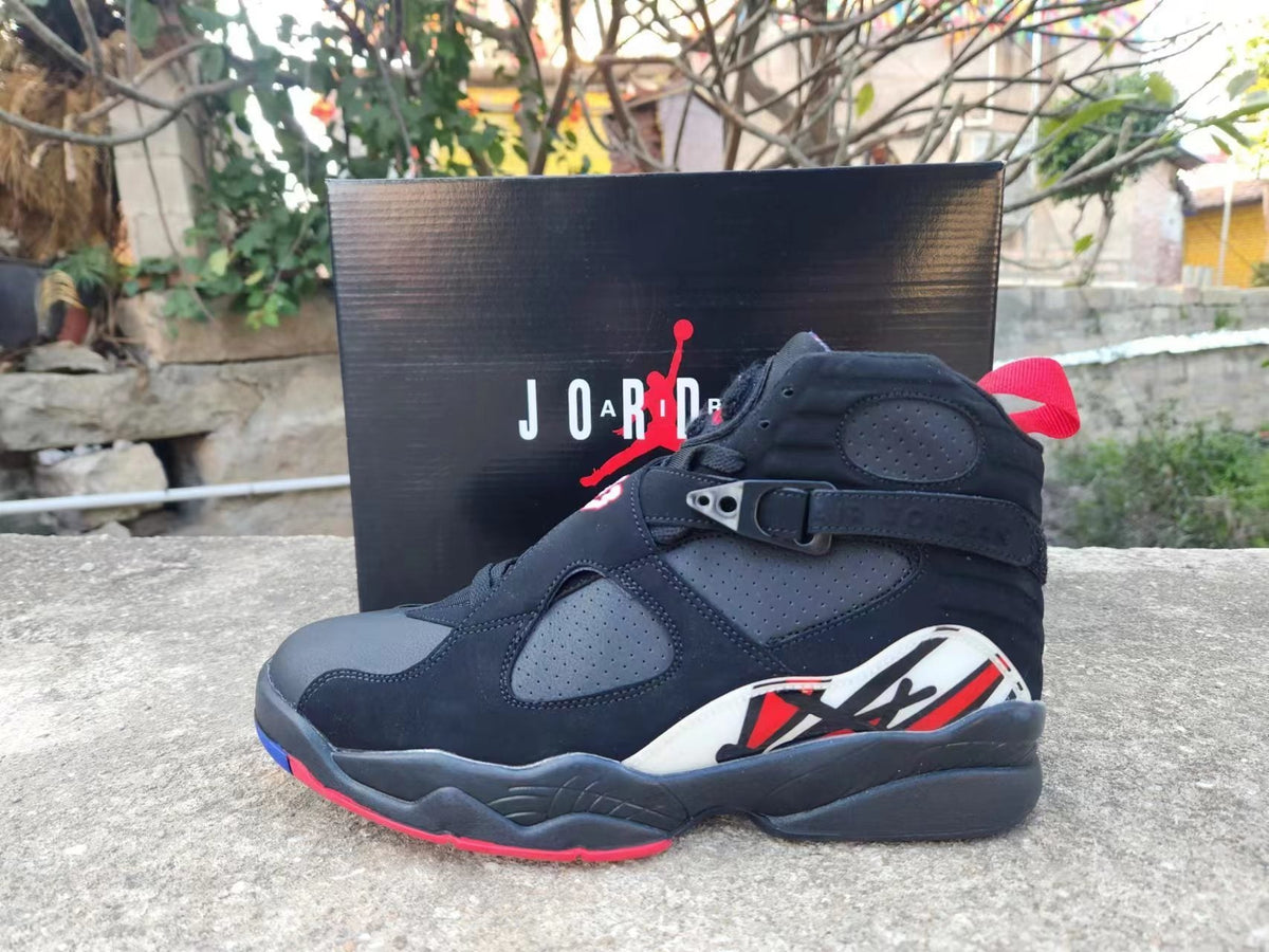 Air Jordan 8 High-Top Sneakers in Black and Red or Silver