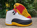 Air Jordan 12 White Black Yellow High-Top Sneakers