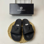 Versace Medusa Slide Sandals with Greek Key Detail