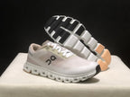 On Cloud 6 Push Sneakers in White and Beige