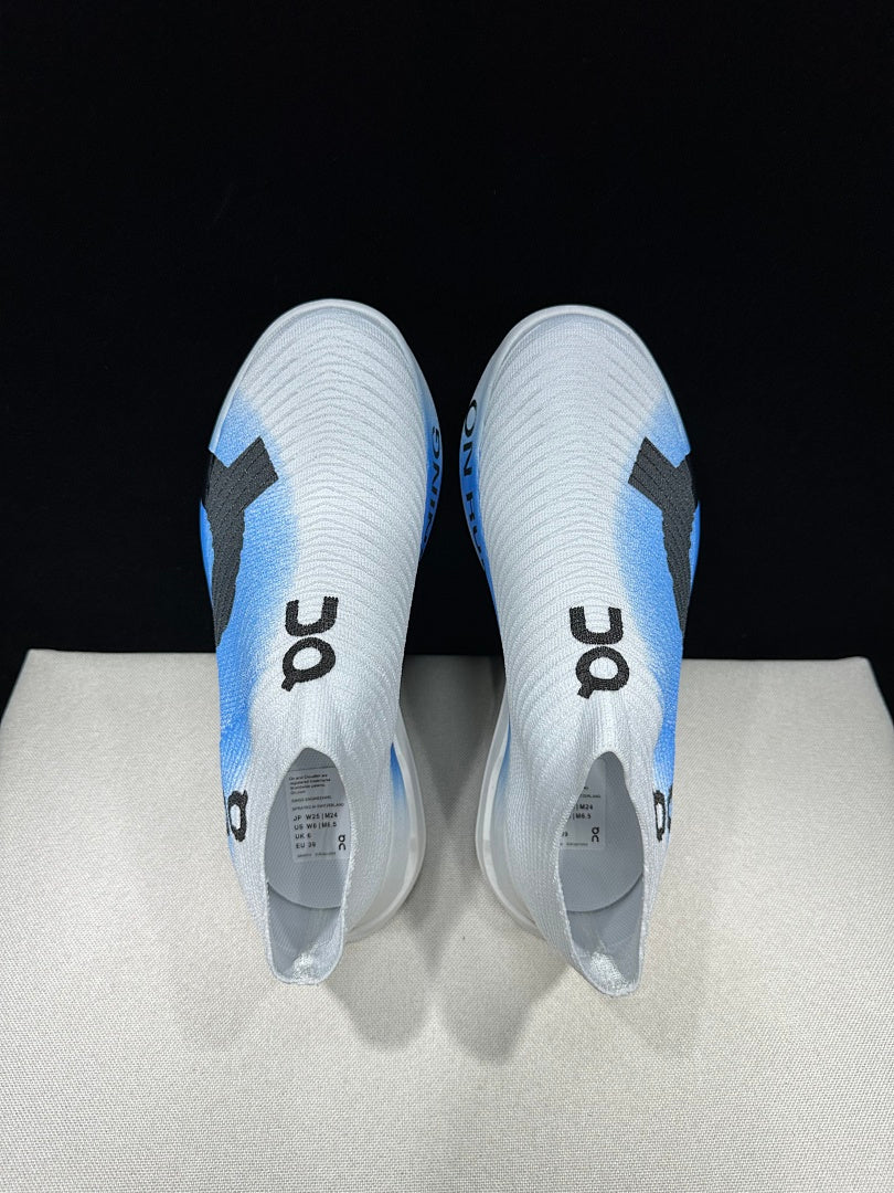 On Cloudboom Strike LS Running Shoes, White and Blue