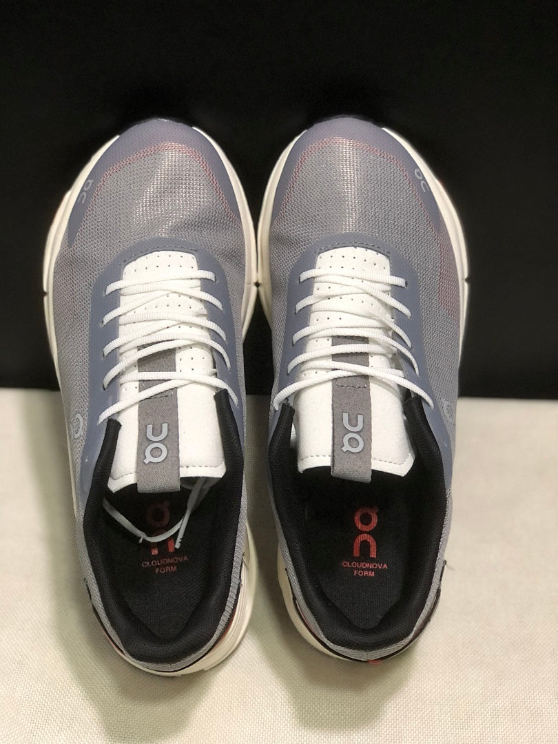 On Cloudnova Form 2 Sneakers in Fog Gray and Red