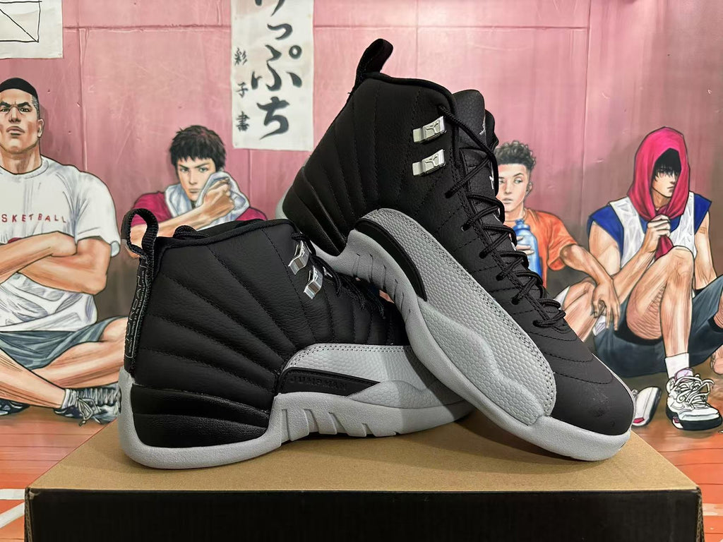 Jordan 12 Black and Grey High-Top Sneakers