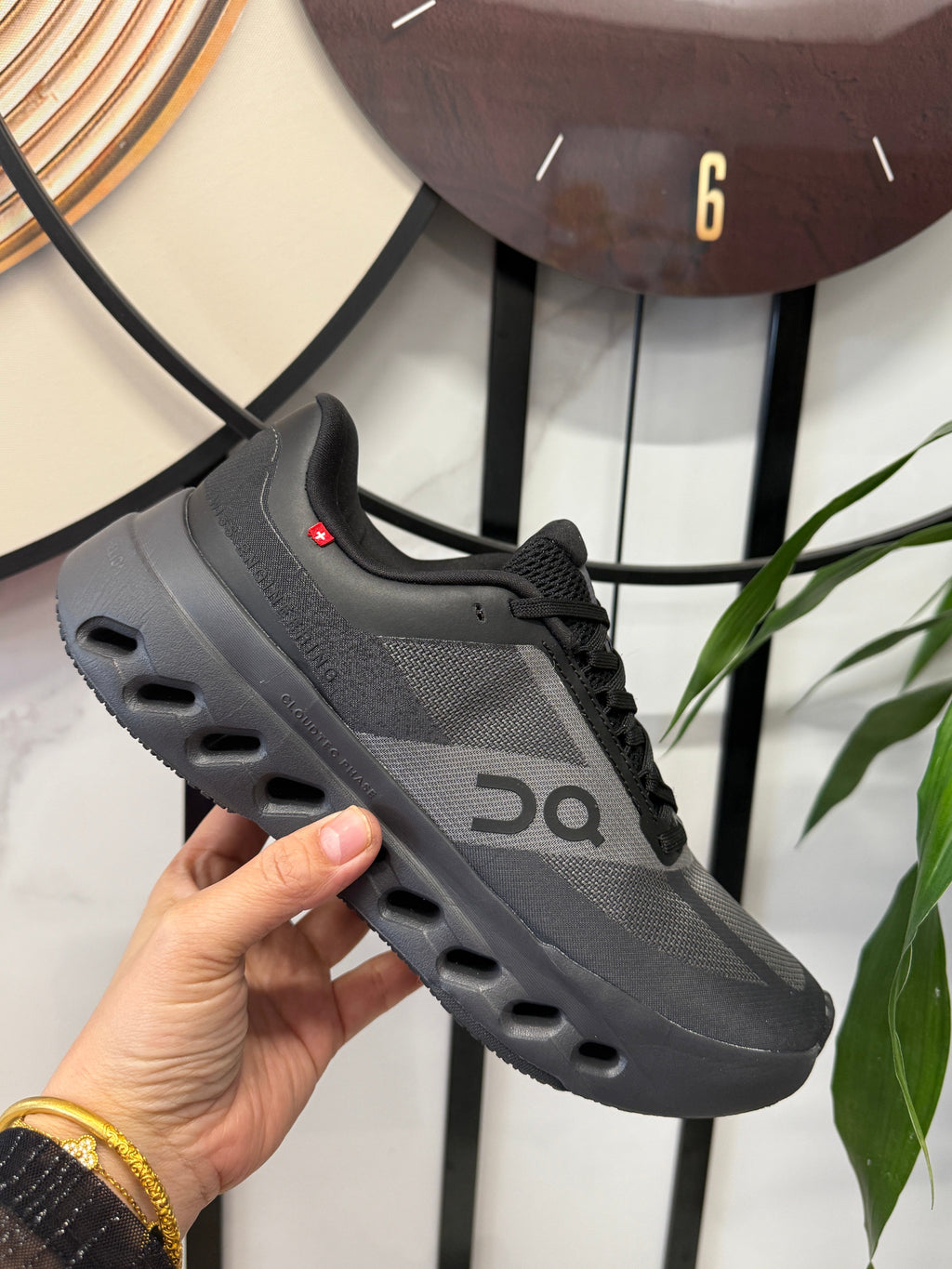 On Cloudsurfer Running Shoes, Black and Gray