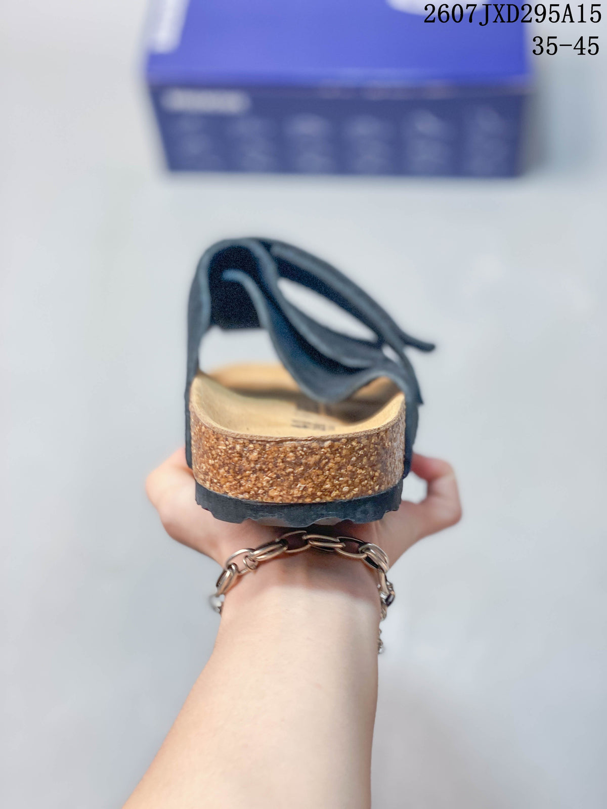 Birkenstock Boston Suede Shearling Crossover Sandals Black