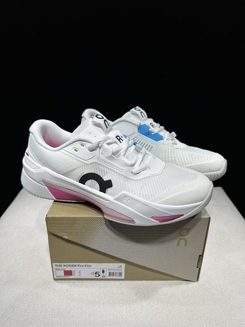 On The Roger Pro Fire Clay White Court Sneakers