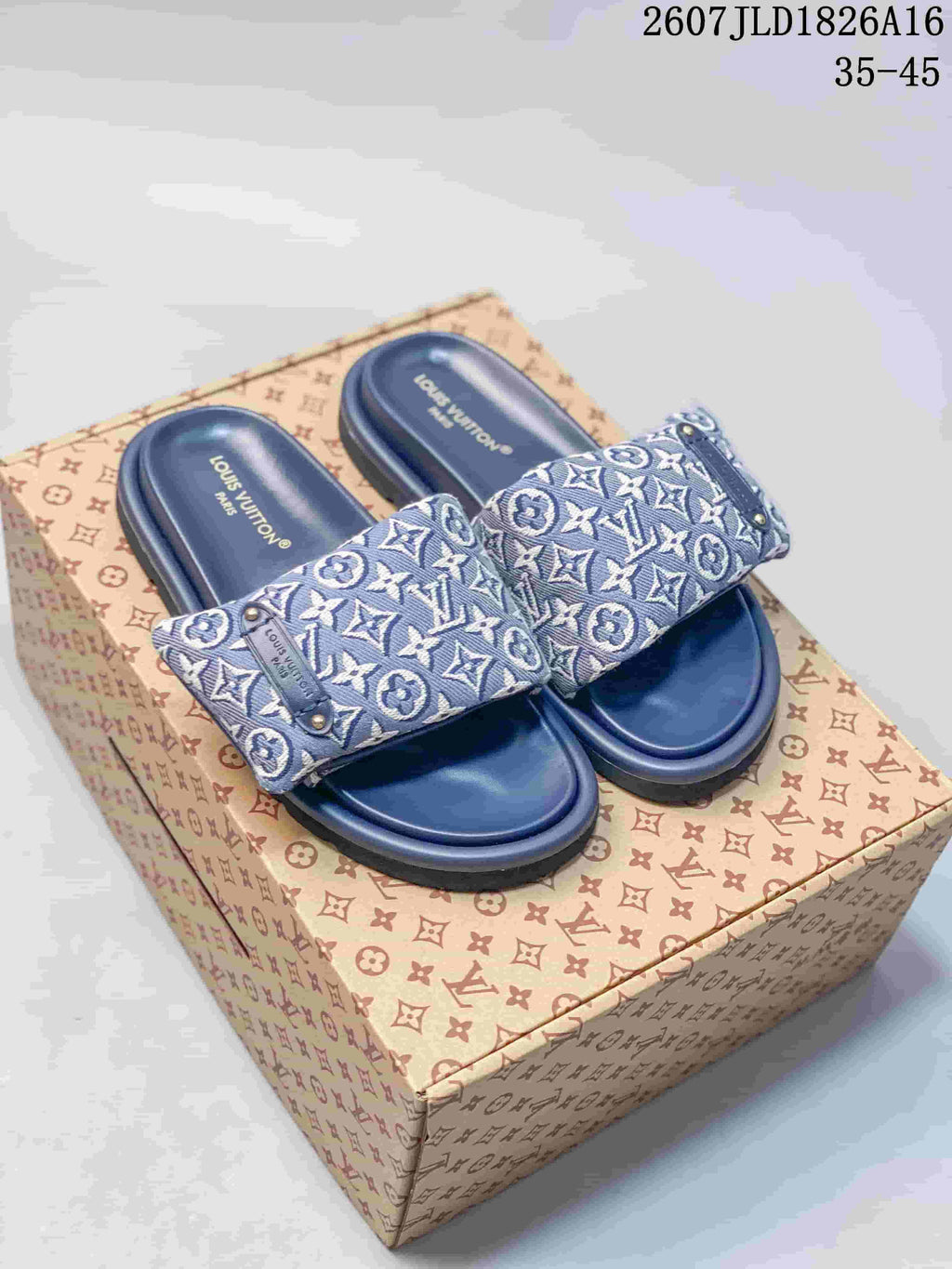 Louis Vuitton Pool Pillow Monogram Slide Sandals Navy