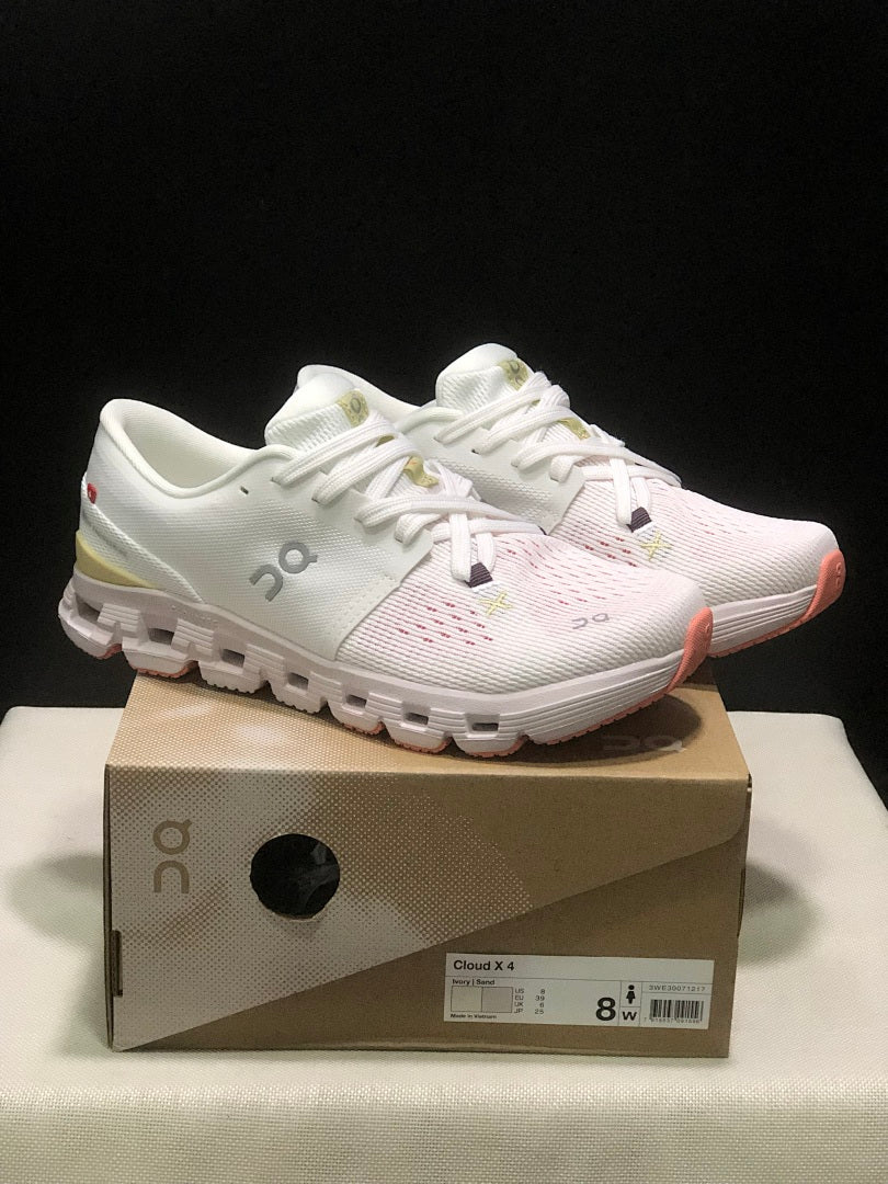 On Cloud X 4 Sneakers White Yellow Pink