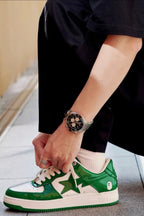 BAPE STA Low Sneakers in Green and White 1H70-191-001