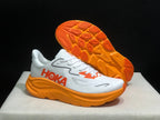 HOKA Clifton 10 Running Shoes in White and Orange