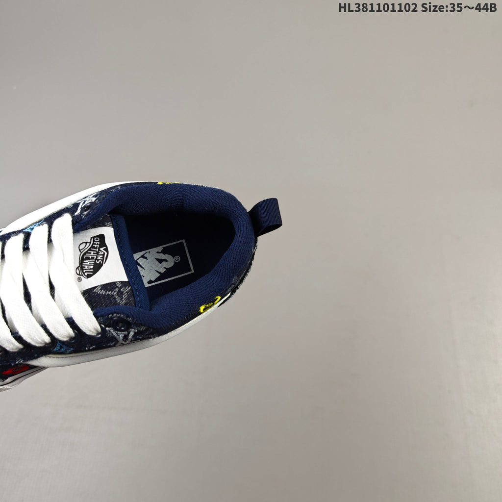 Vans Knu Skool Low-Top Sneakers in Navy Monogram Denim