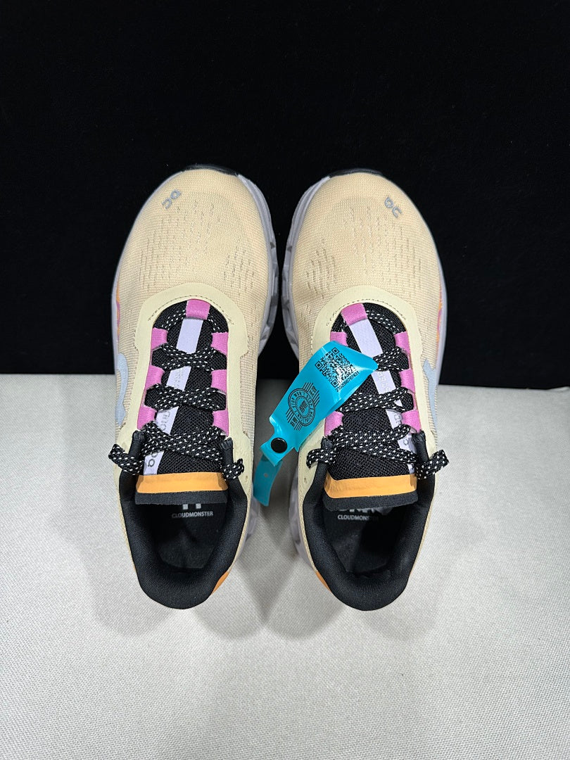 On Cloudmonster Running Shoes, Pale Yellow and Orange