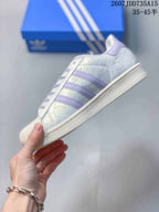 adidas Superstar White and Lavender Shell-Toe Sneakers