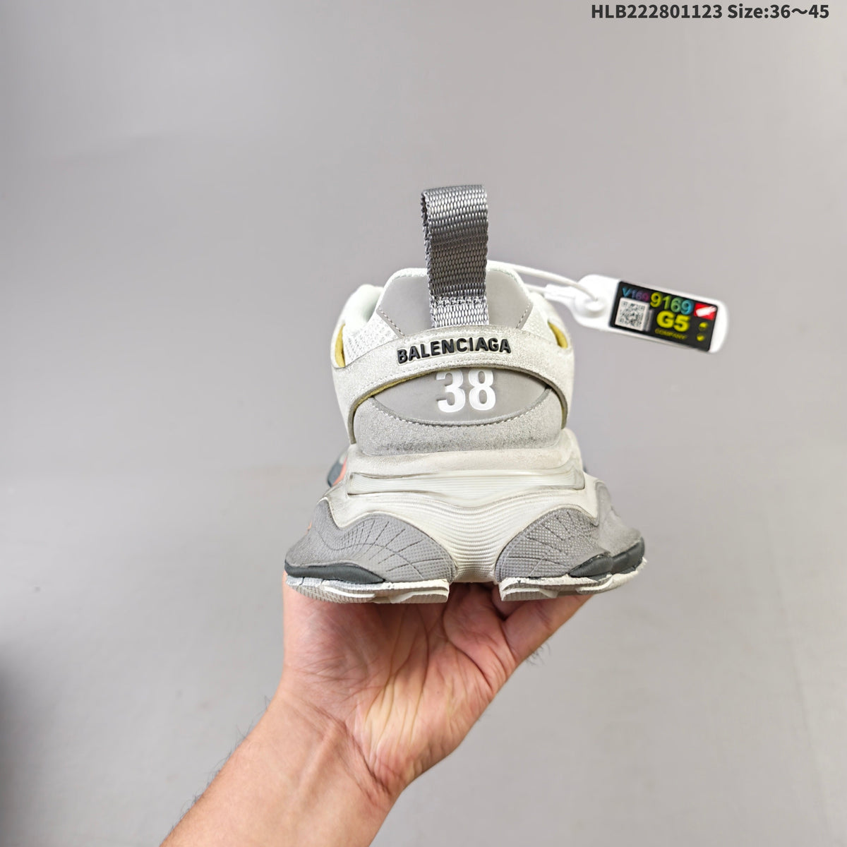 Balenciaga Monday Low-Top Sneakers in Gray and White