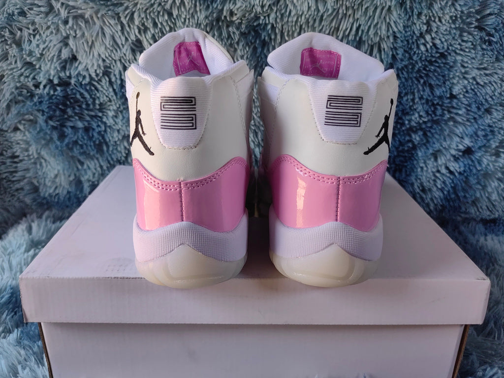 Jordan 11 Retro Pink and White High-Top Sneakers