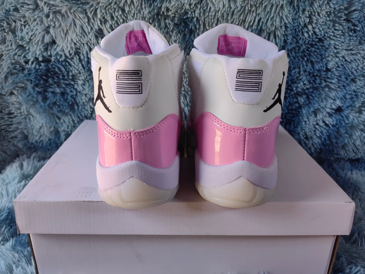Jordan 11 Retro Pink and White High-Top Sneakers