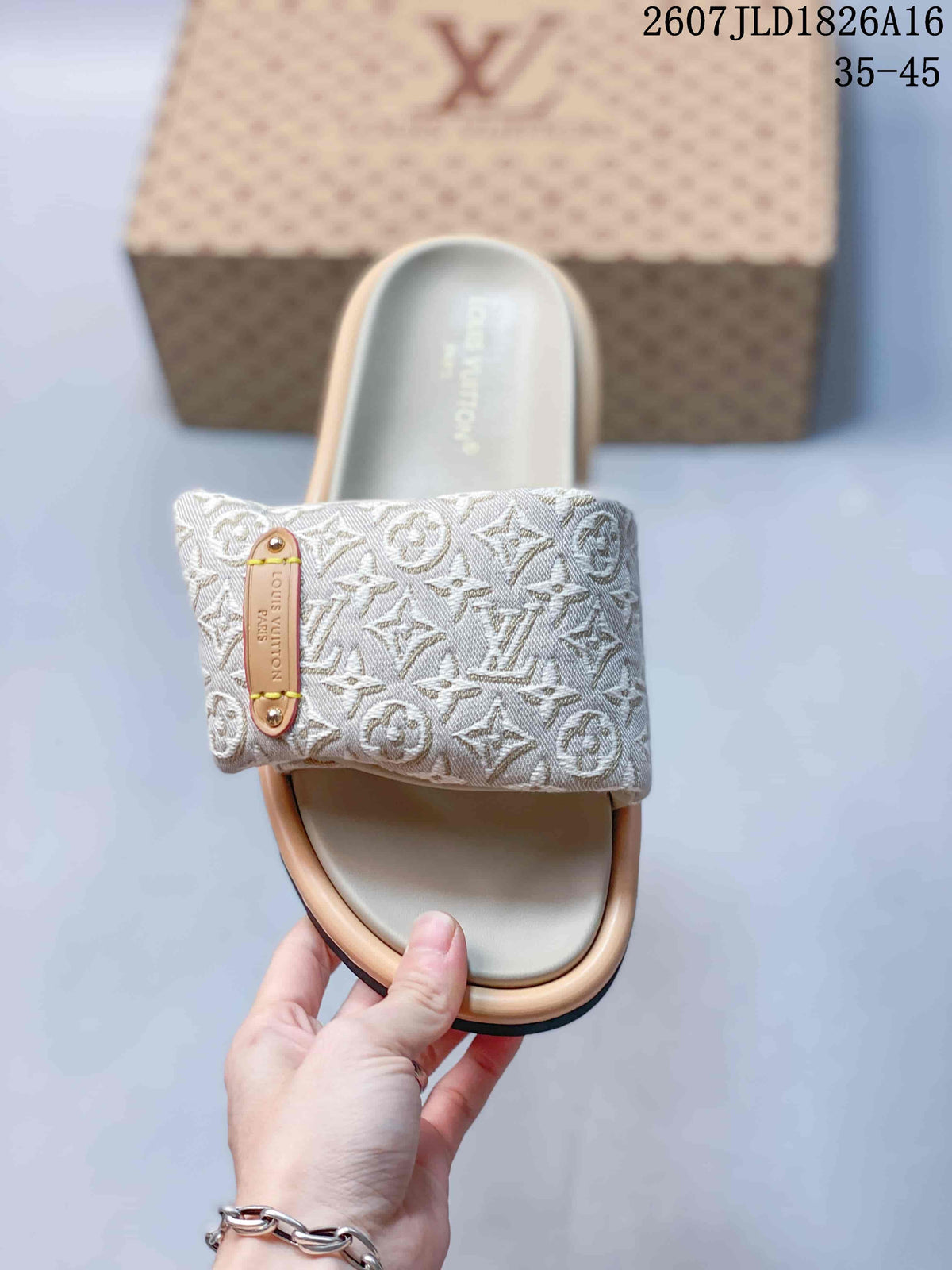 Louis Vuitton Pool Pillow Monogram Slide Sandals Ivory