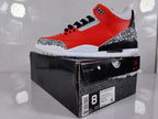 Air Jordan 3 Retro Red Black Cement Print Sneakers