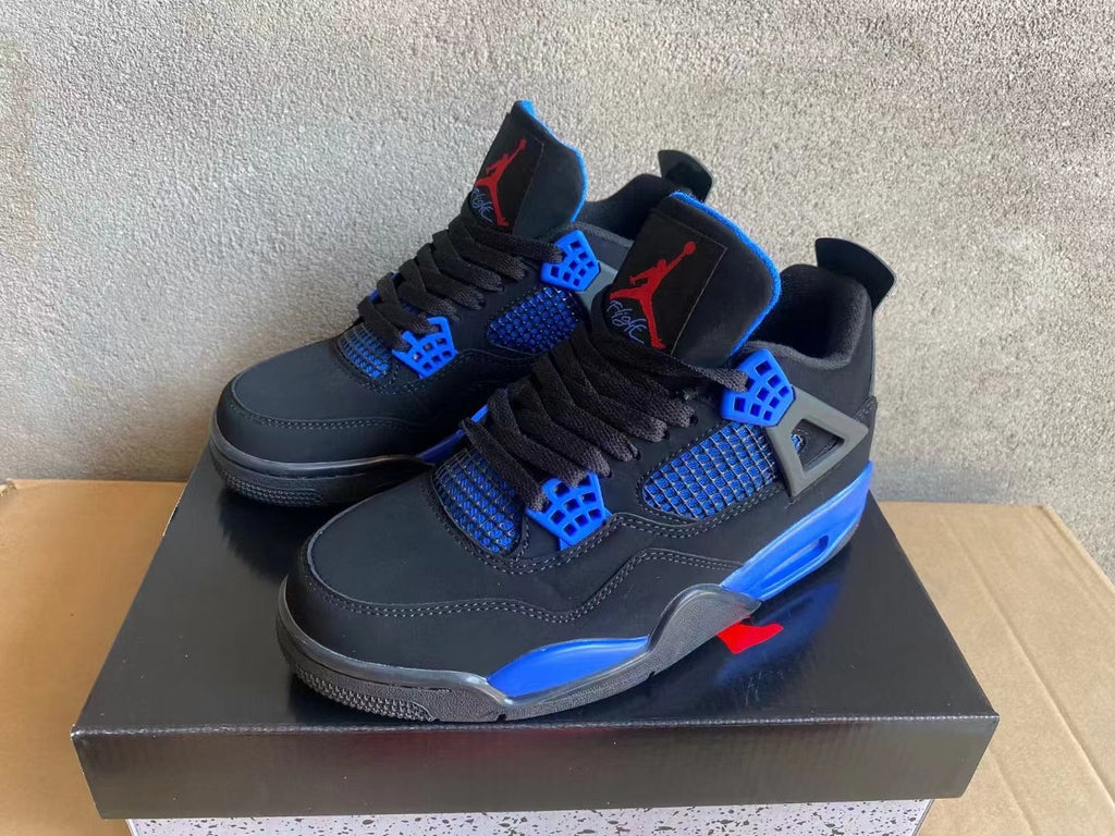 Air Jordan 4 Black and Blue High-Top Sneakers