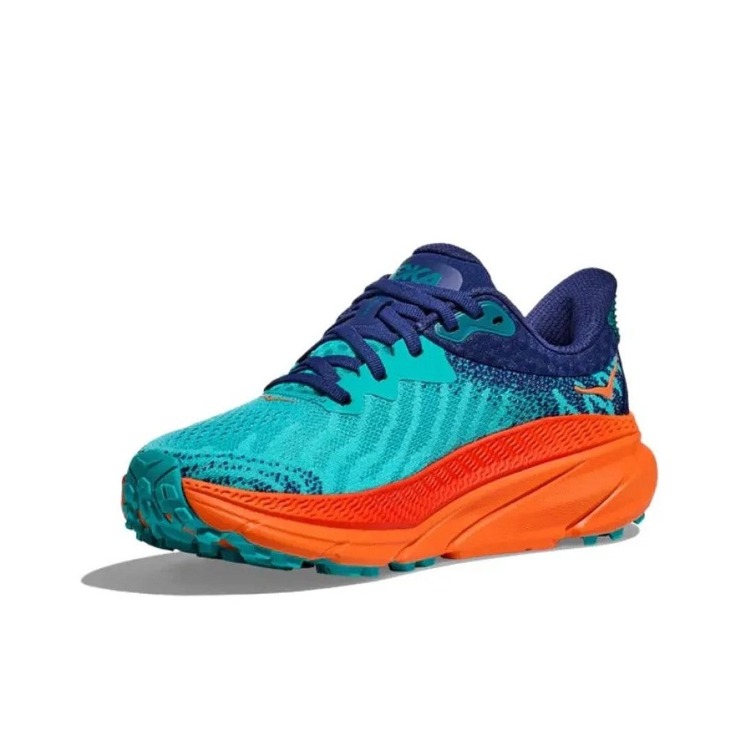 HOKA Challenger 7 Trail Running Shoes - Turquoise and Orange