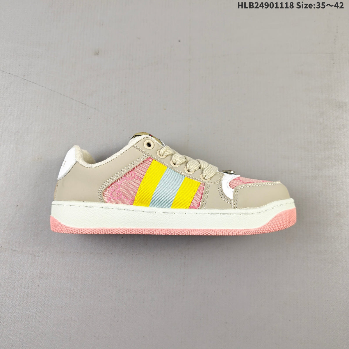 Gucci Screener Low-Top Sneakers in Beige, Pink and Multicolor