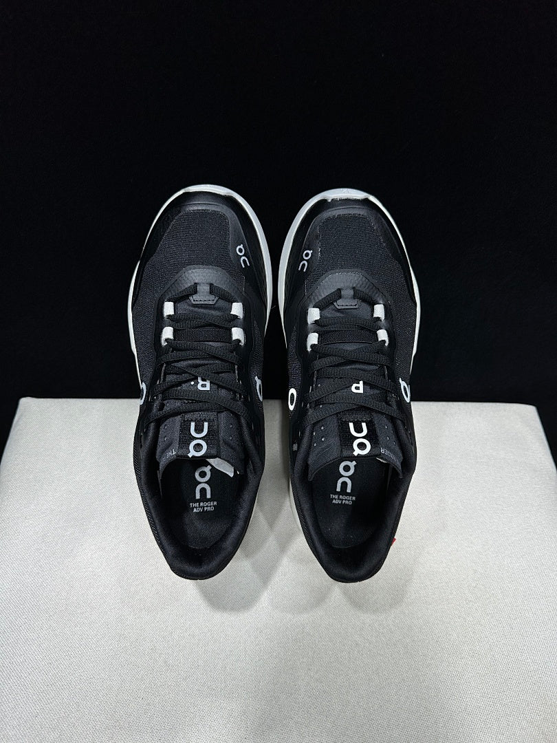 On THE ROGER Clubhouse Pro Tennis Sneakers Black and White