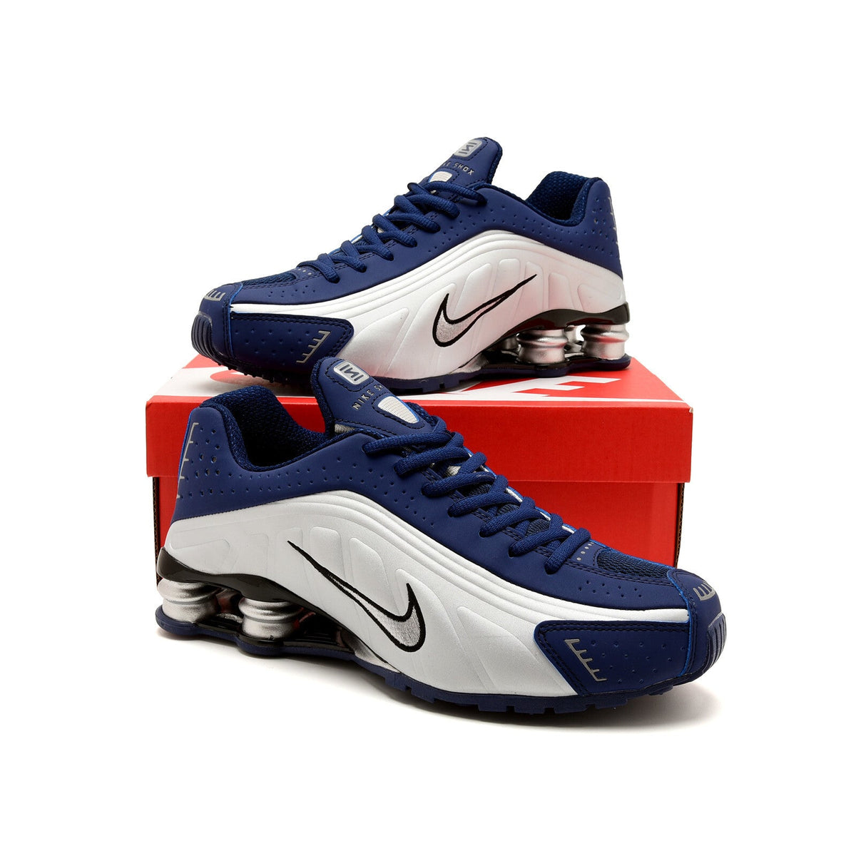 Nike Shox R4 Sneakers in Navy and White