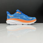 HOKA Clifton 9 Running Shoes in Blue and Orange