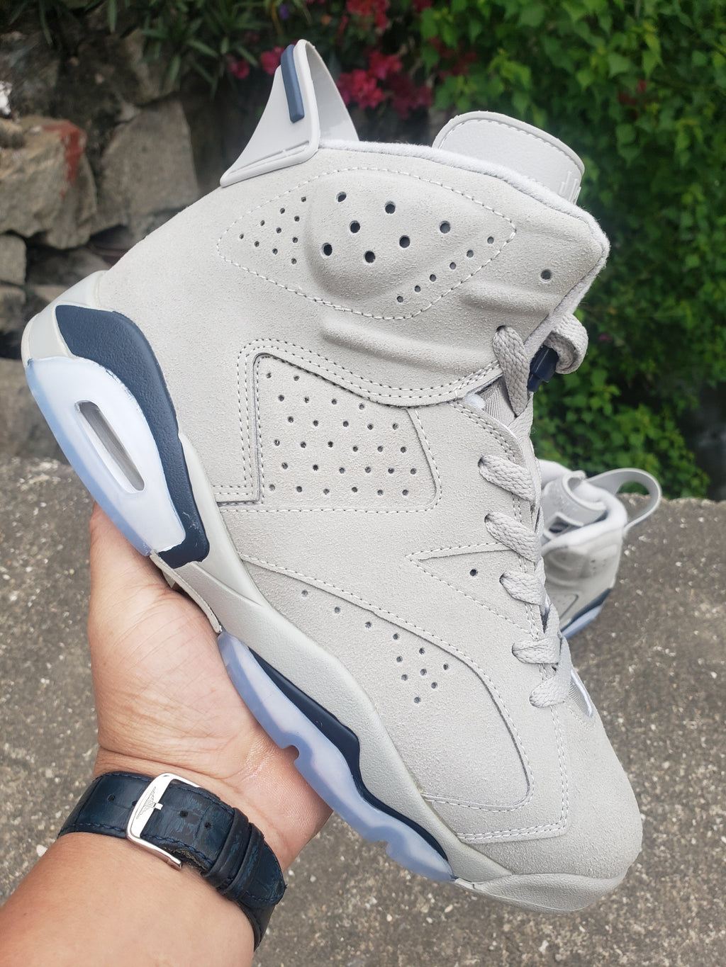 Jordan Air Jordan 6 Gray Navy High-Top Sneakers