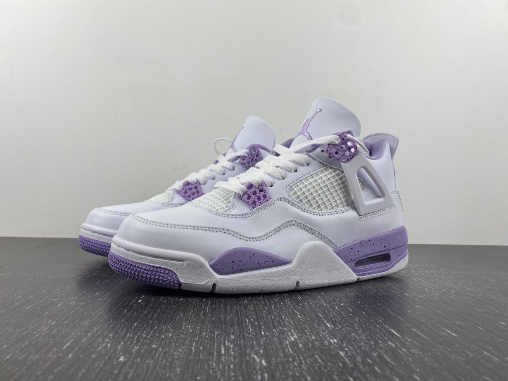 Air Jordan 4 Retro White and Purple Sneakers CT8527-115