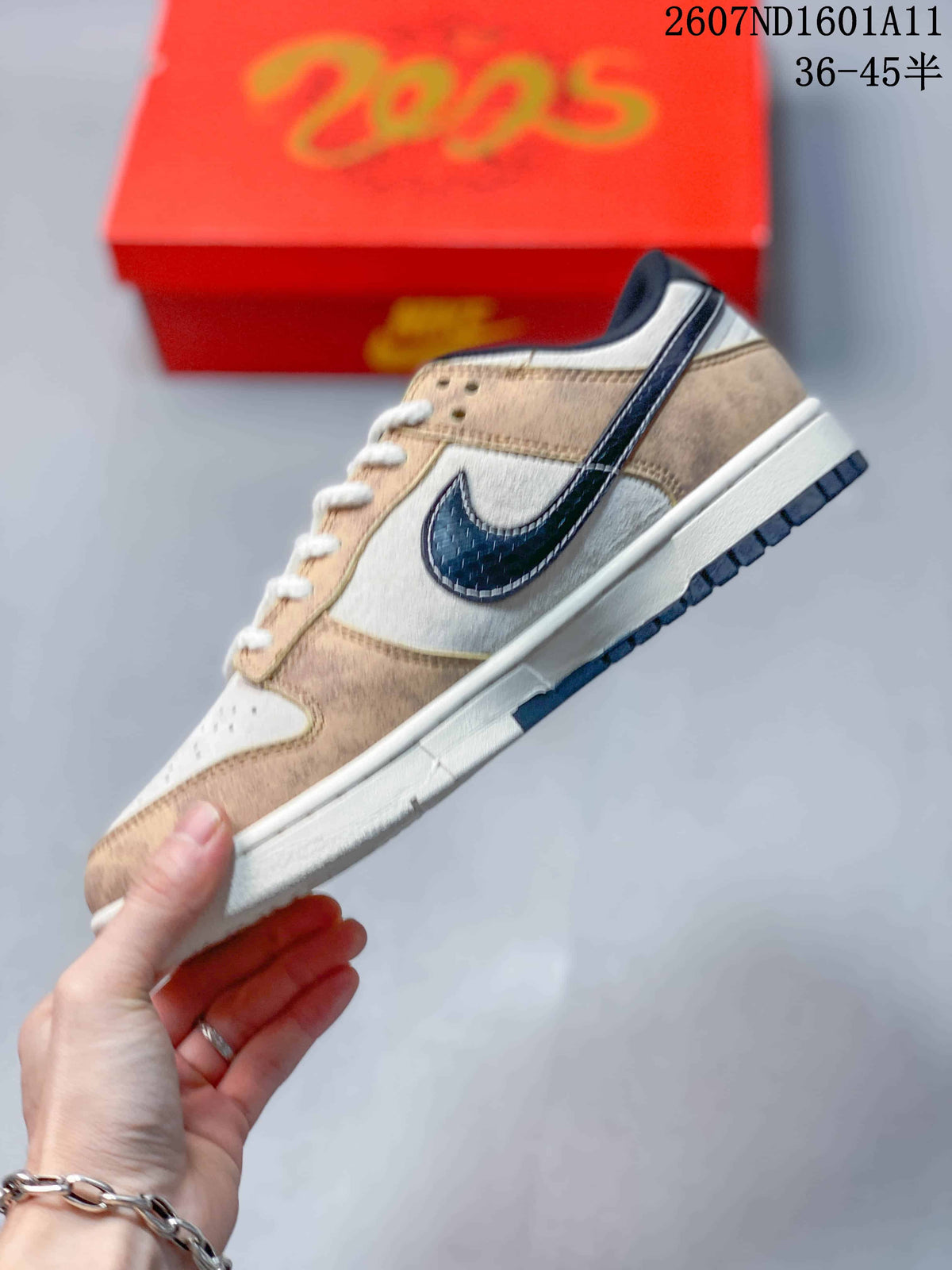 Nike SB Dunk Low Off-White Tan White Navy Sneakers