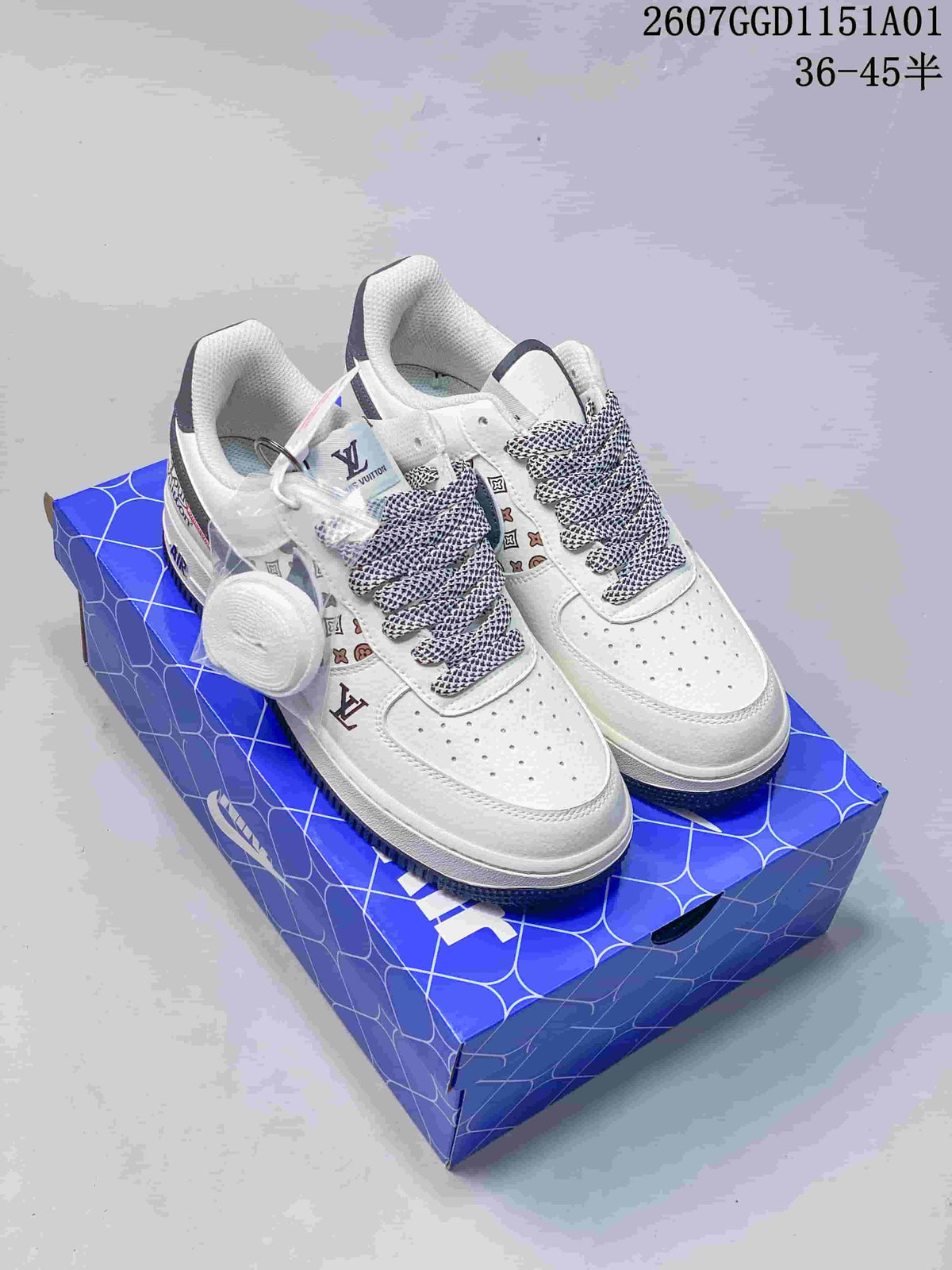 Nike Air Force 1 Low White Monogram Print Sneakers