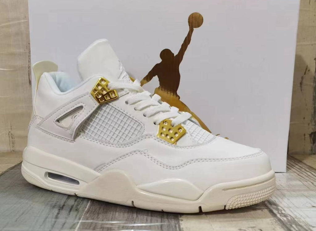 Jordan 4 Men's Sneakers in Off-White and Gold