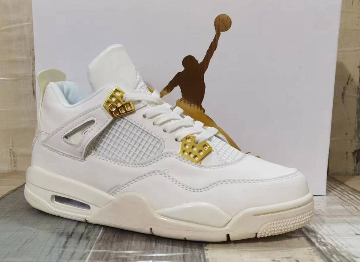 Jordan 4 Men's Sneakers in Off-White and Gold