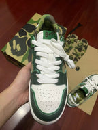 BAPE SK8 STA Low-Top Sneakers in Green Camo