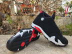 Jordan 14 Black, White and Red Basketball Sneakers