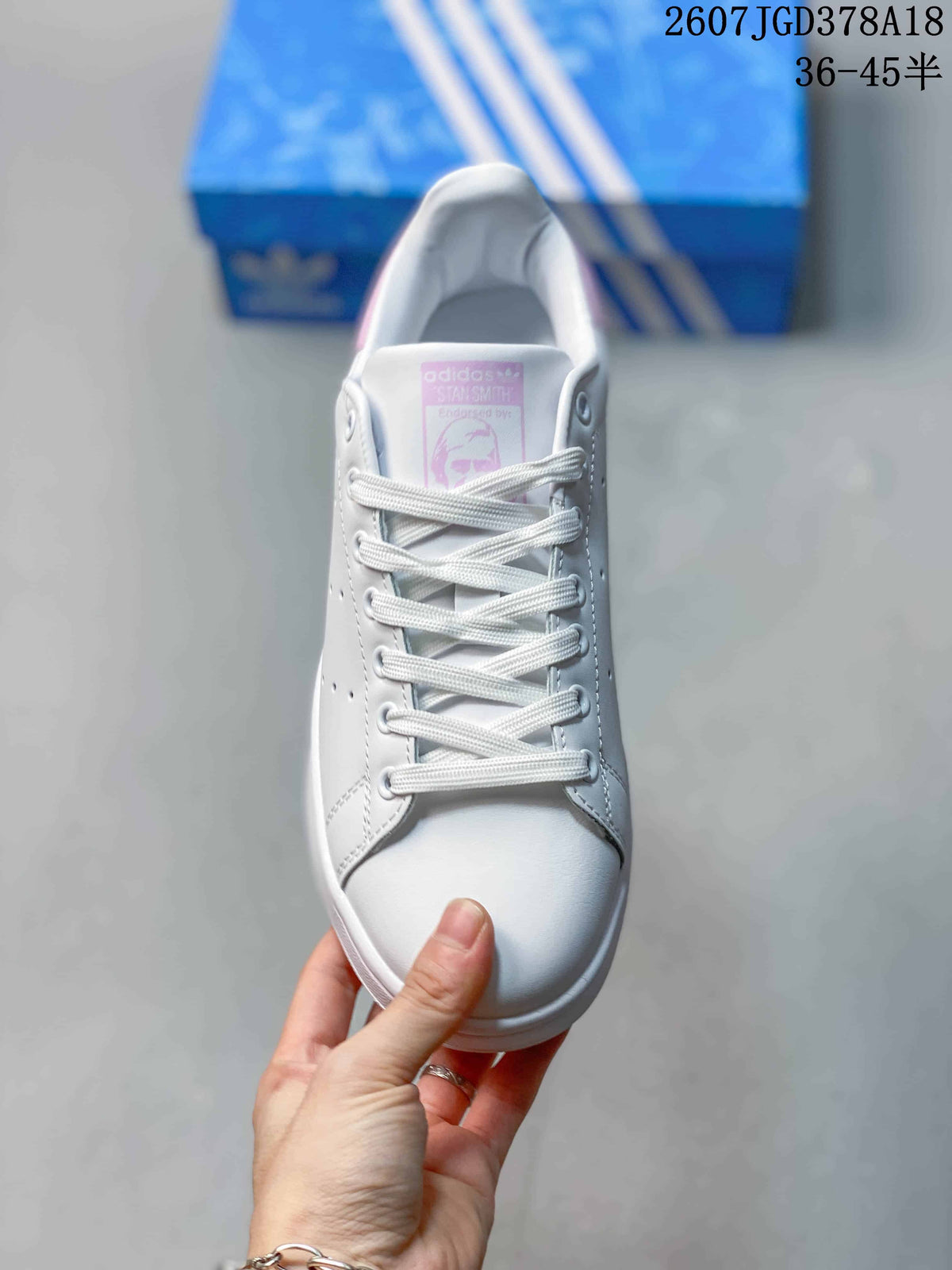 adidas Stan Smith White and Pink Low-Top Sneakers