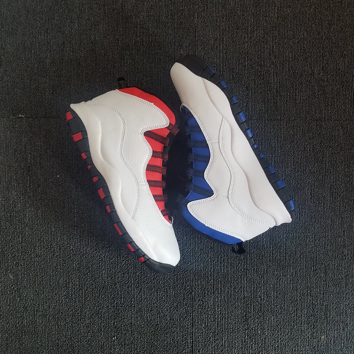 Air Jordan 10 Mismatch High-Top Sneakers White Red Blue