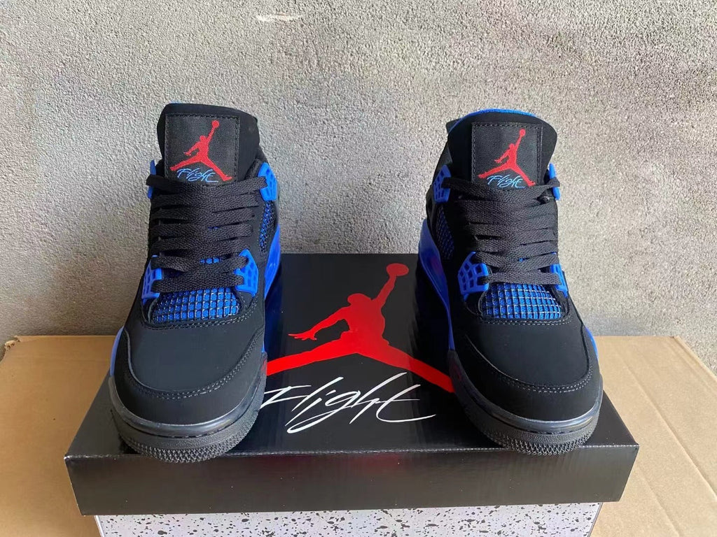 Air Jordan 4 Black and Blue High-Top Sneakers
