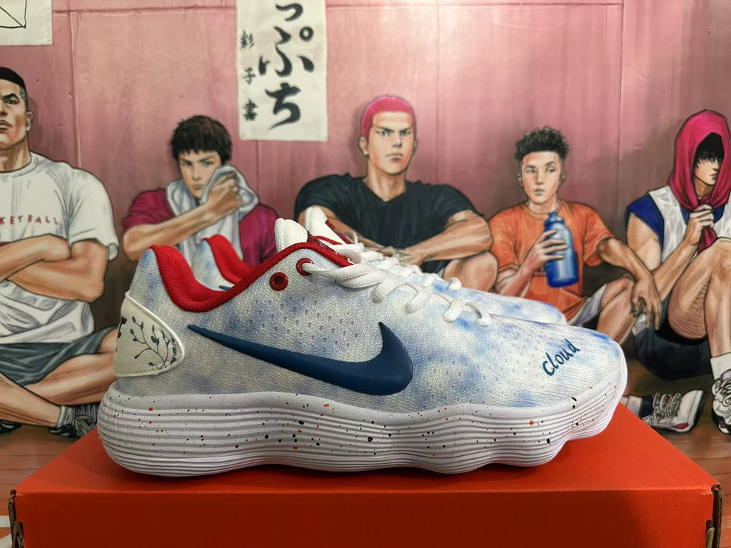 Nike Basketball Sneakers in White, Blue and Red