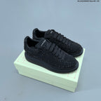 Alexander McQueen Black Crystal-Embellished Leather Sneakers