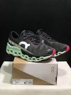 On Cloudmonster 2 Running Shoes, Black and Mint Green