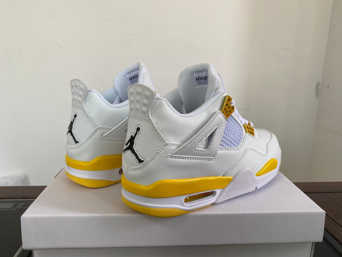 Jordan 4 Retro Sneakers in White, Purple, Brown and Yellow