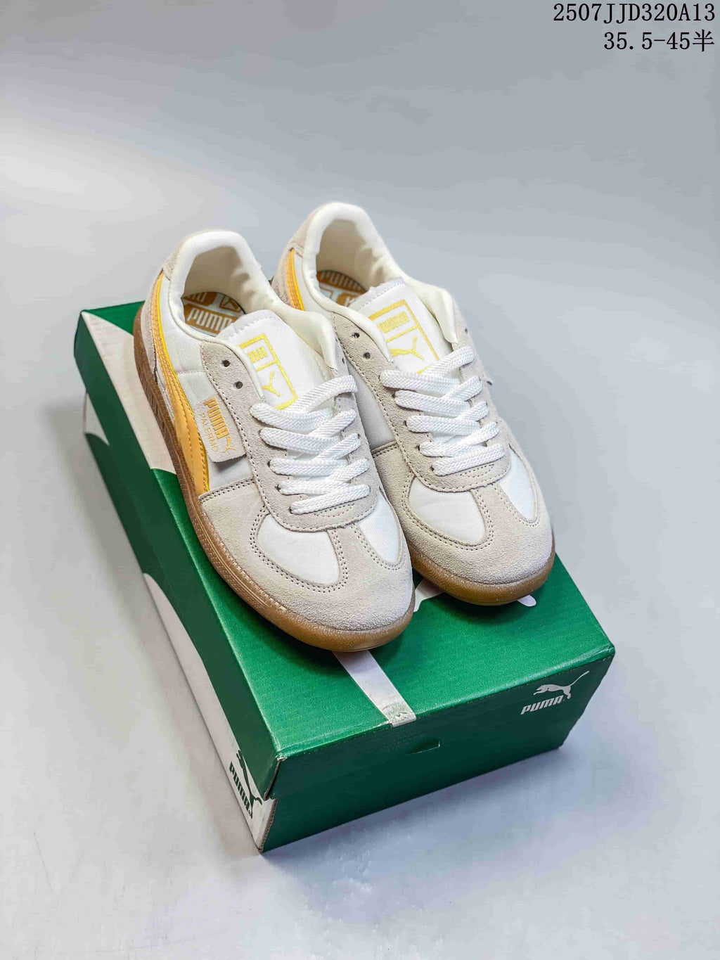 PUMA Palermo Leather Sneakers White Yellow Gum 2507JJD320A13
