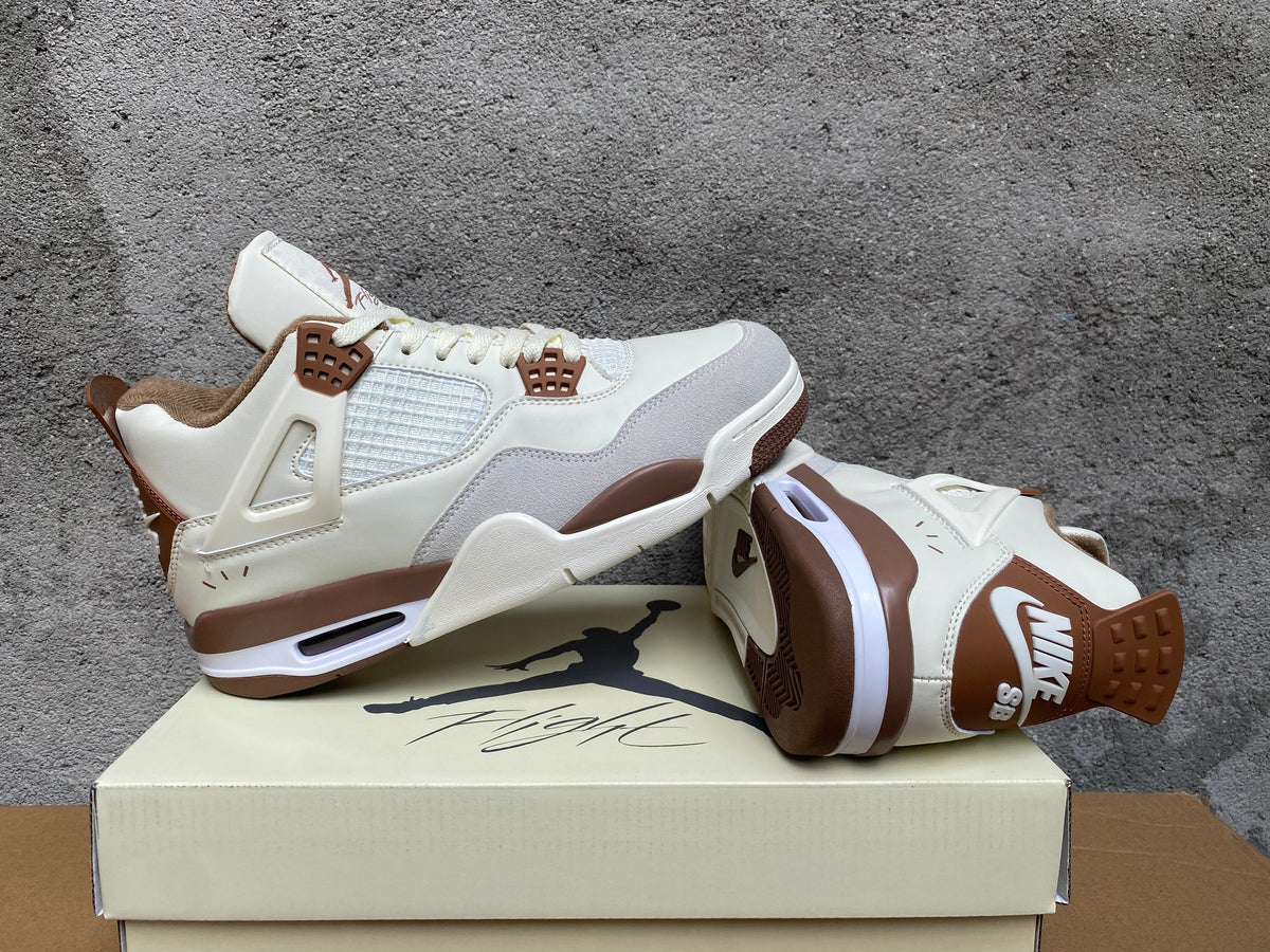 Jordan 4 Retro Sneakers in White, Purple, Brown and Yellow