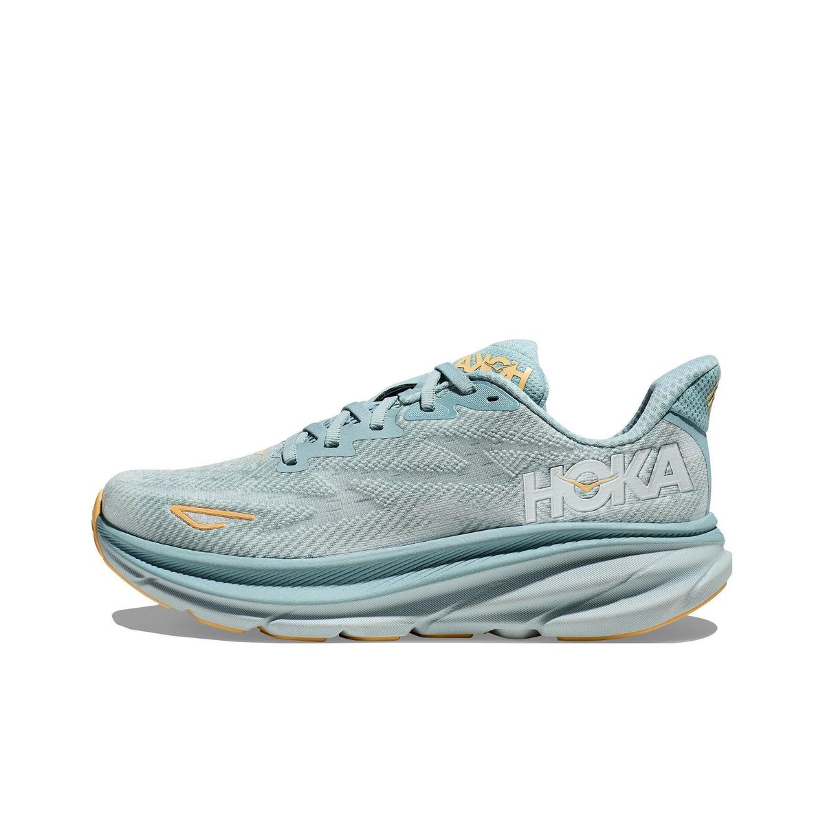 HOKA Clifton 9 Running Shoes – Mint and Yellow